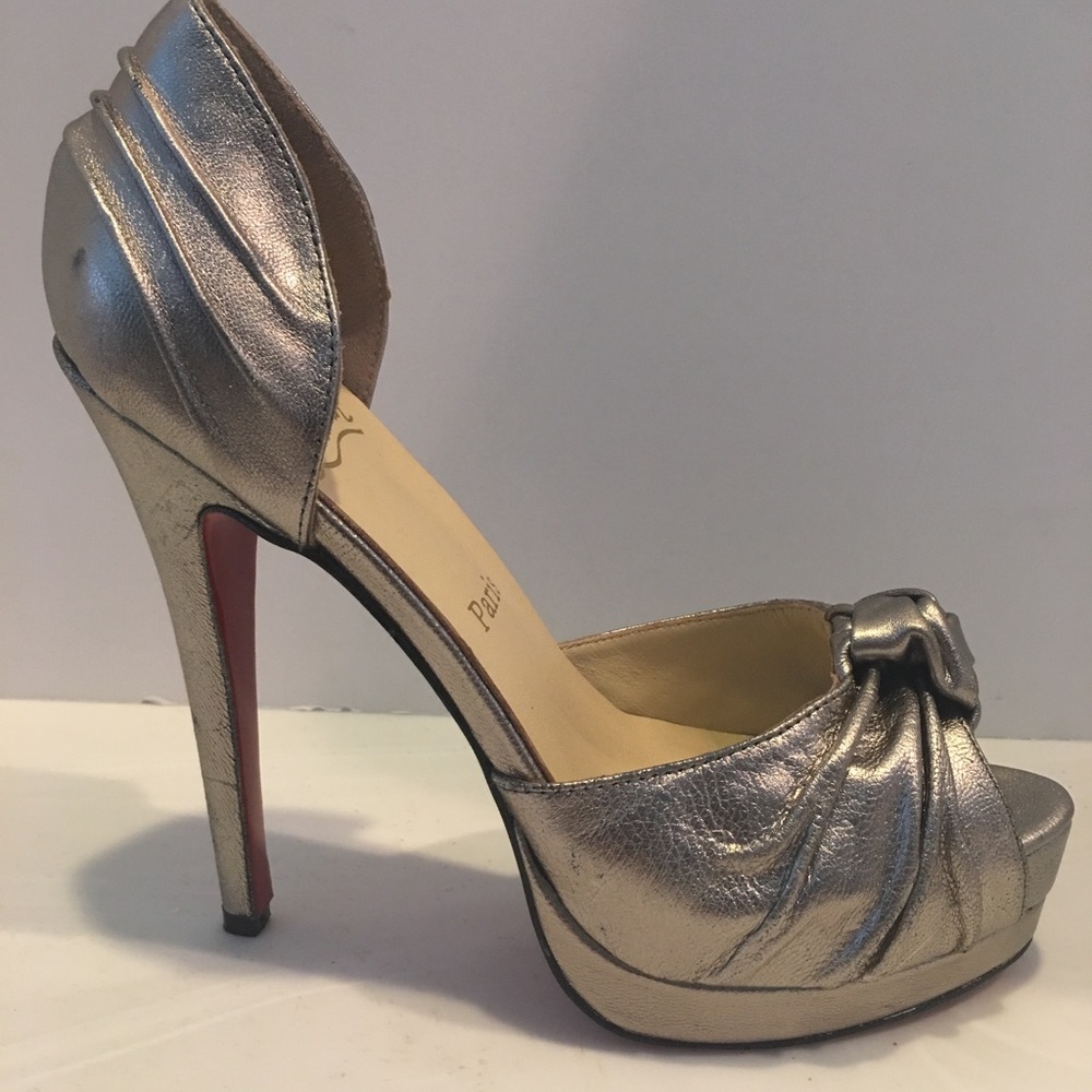 Christian Louboutin  Silver Metallic Heels 38